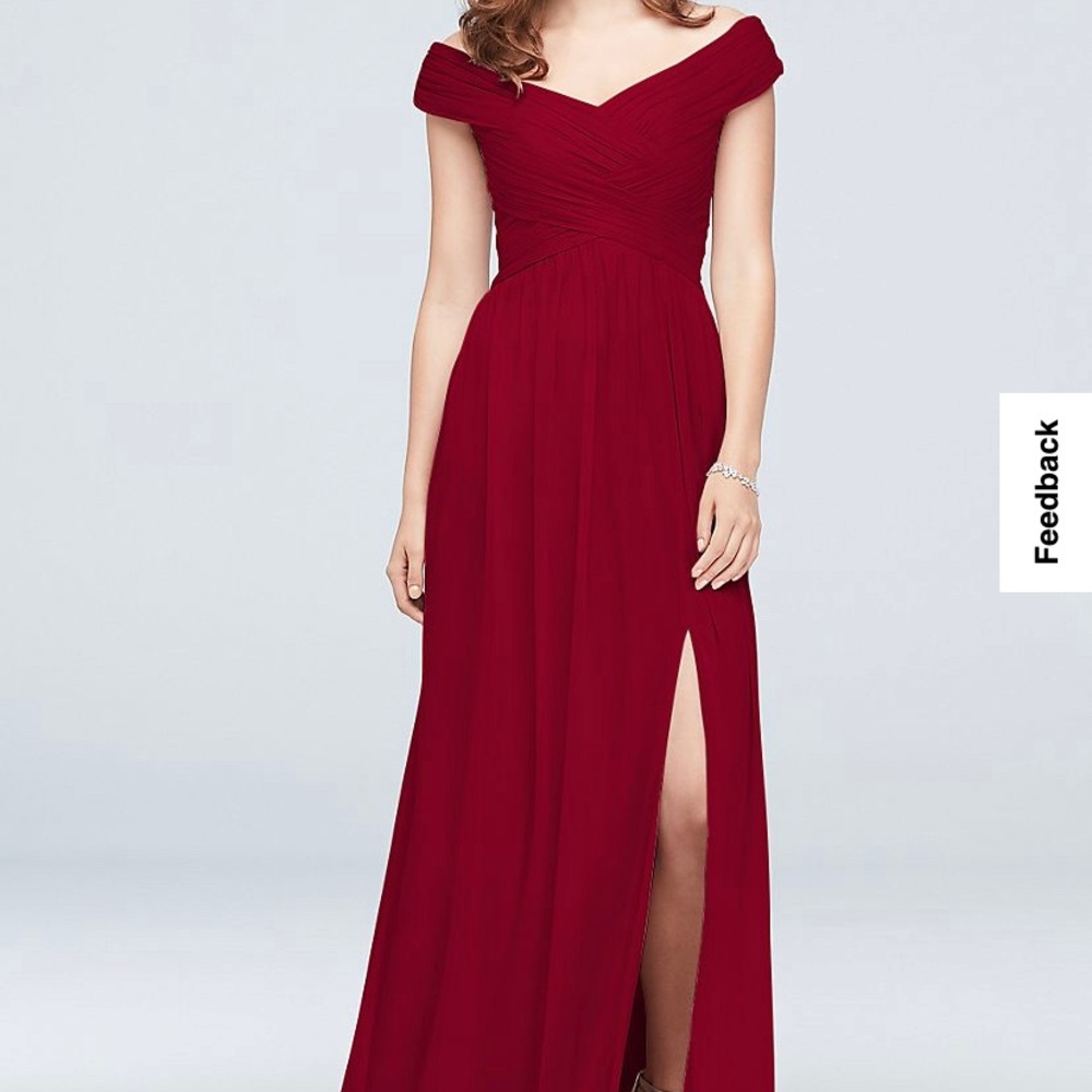 David’s Bridal Apple Red Bridesmaid Dress